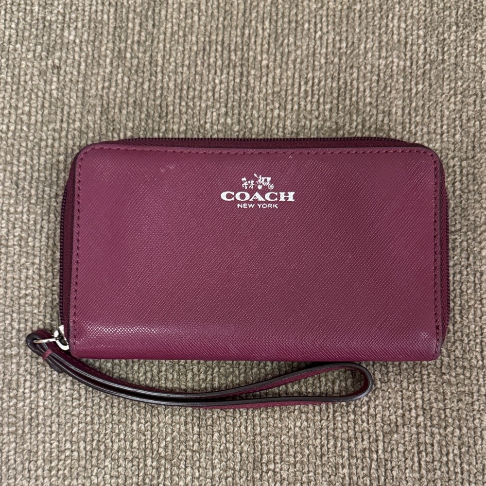 Coach purple Wristlet with Strap